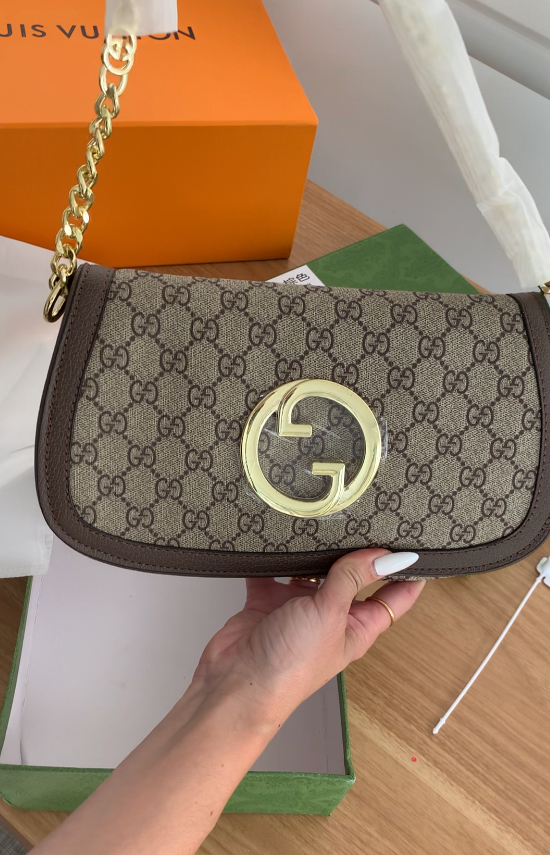 Bolso de hombro GG Blondie pequeño Marrón
