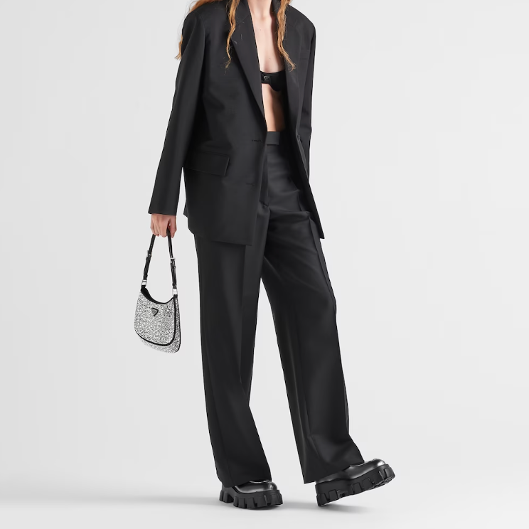 Bolso de satén Prada Cleo con cristales Metal