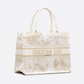 Bolso Dior Book Tote Mediano Jardin d'Hiver Dorado/Blanco
