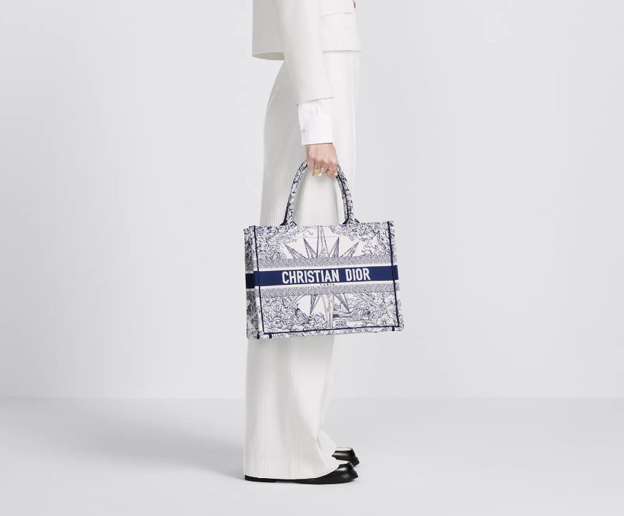 Bolso Dior Book Tote Mediano Rêve d'Infini Blanco/Azul