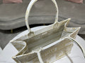 Bolso Dior Book Tote Mediano Jardin d'Hiver Dorado/Blanco