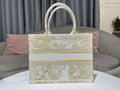 Bolso Dior Book Tote Mediano Jardin d'Hiver Dorado/Blanco