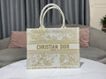 Bolso Dior Book Tote Mediano Jardin d'Hiver Dorado/Blanco
