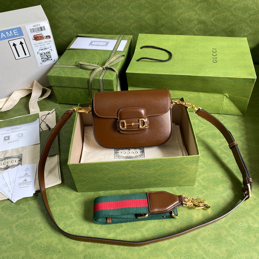 Minibolso de hombro Horsebit 1955 Negro Marrón