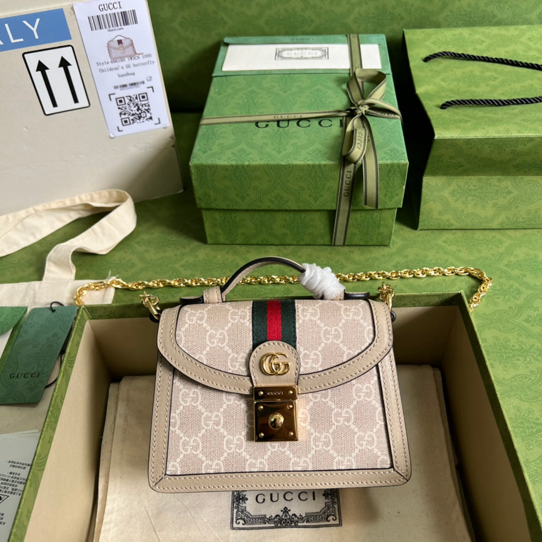 Minibolso de Hombro Ophidia Beige/Blanco