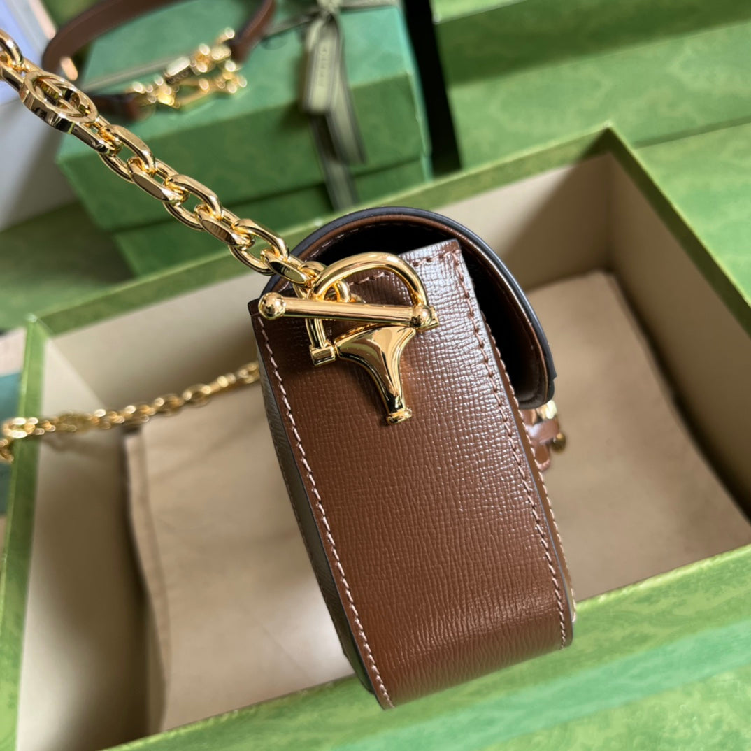 Bolso pequeño de hombro Horsebit 1955 Marrón