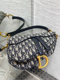 Bolso Saddle en jacquard azul 25 cm