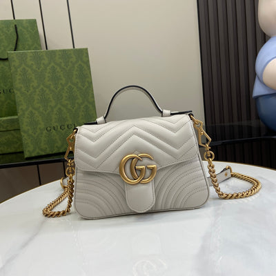 Minibolso GG Marmont con asa Blanco