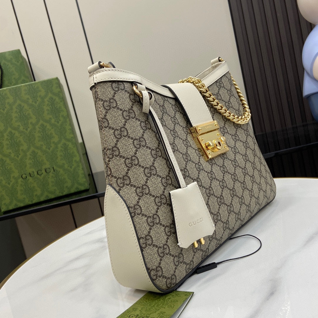 Bolso de hombro Padlock con GG Mediano Blanco