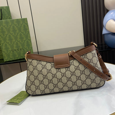 Bolso de hombro Padlock con GG Pequeño Marrón