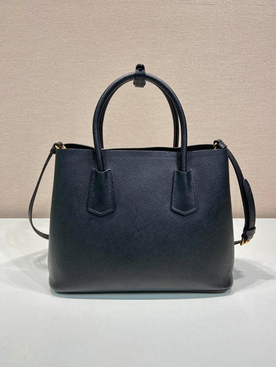 Bolso Double Saffiano Negro 25 cm
