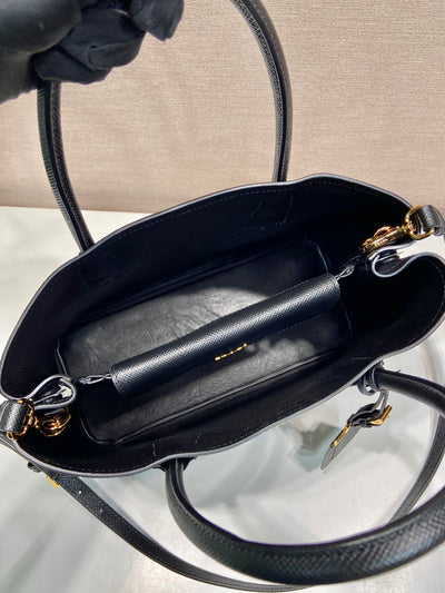 Bolso Double Saffiano Negro 25 cm