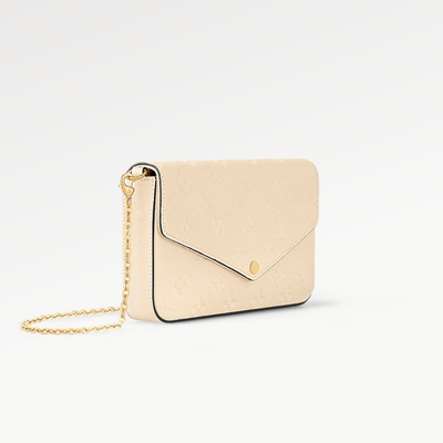 Cartera de mano con cadena Félicie Crema