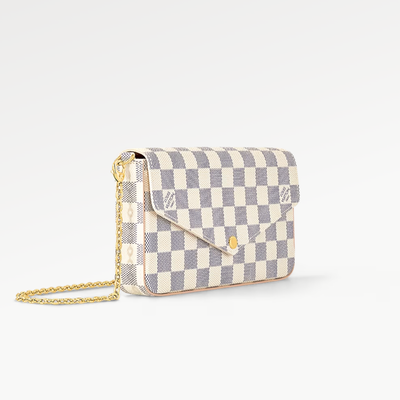 Cartera de mano con cadena Félicie Damier Crema