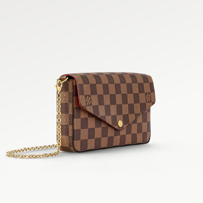 Cartera de mano con cadena Félicie Damier Marrón