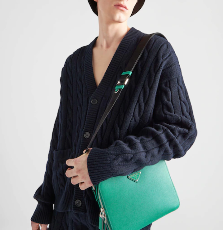Bolso Prada Brique de piel Saffiano Verde