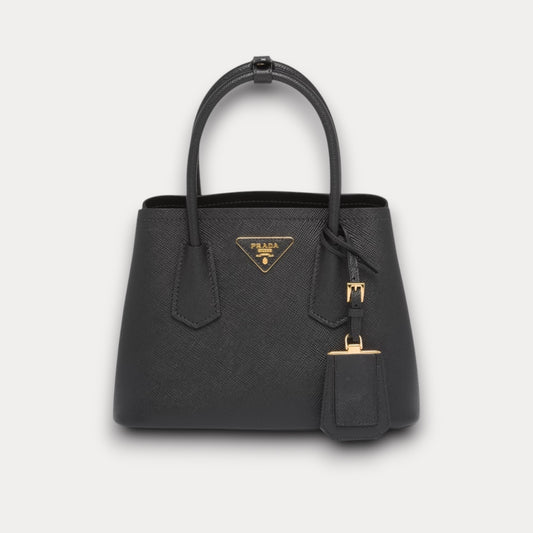 Bolso Double Saffiano Negro 25 cm