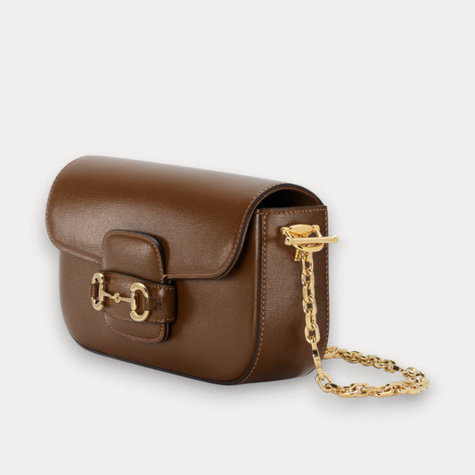 Bolso pequeño de hombro Horsebit 1955 Marrón