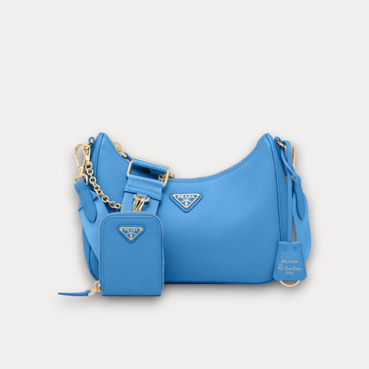 Bolso Saffiano Re-Edition 2005 Azul 22 cm