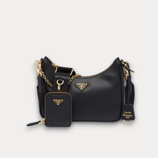 Bolso Saffiano Re-Edition 2005 Negro 22 cm