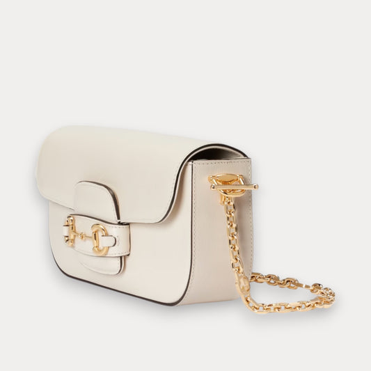 Bolso pequeño de hombro Horsebit 1955 Blanco