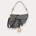 Bolso Saddle en jacquard azul 25 cm