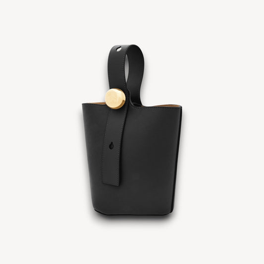 Bolso Pebble Bucket Negro 19 cm