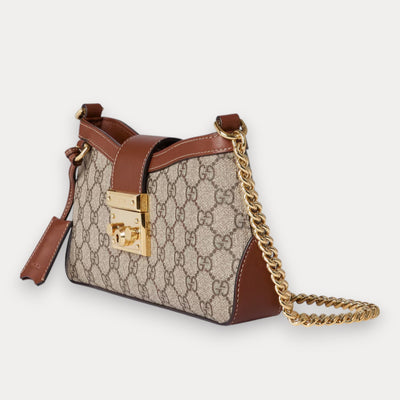 Bolso de hombro Padlock con GG Pequeño Marrón
