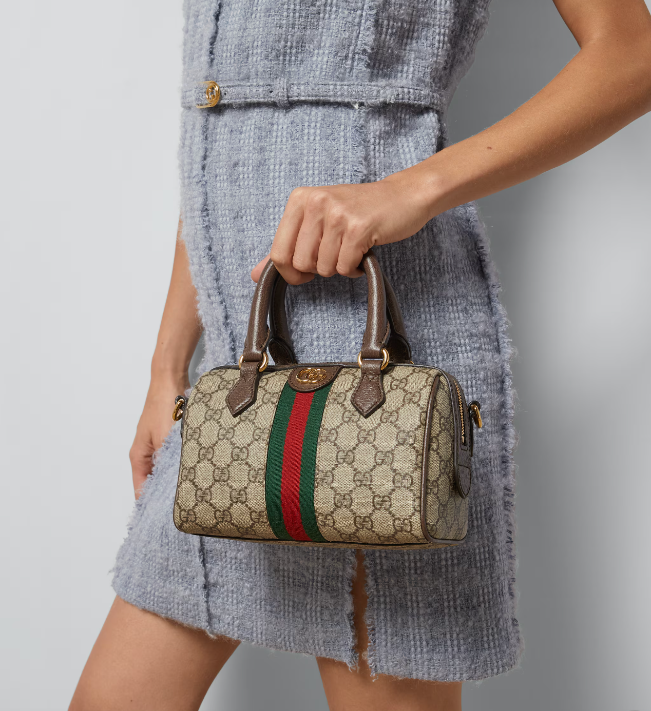 Minibolso de mano Ophidia Supreme Beige/Marrón