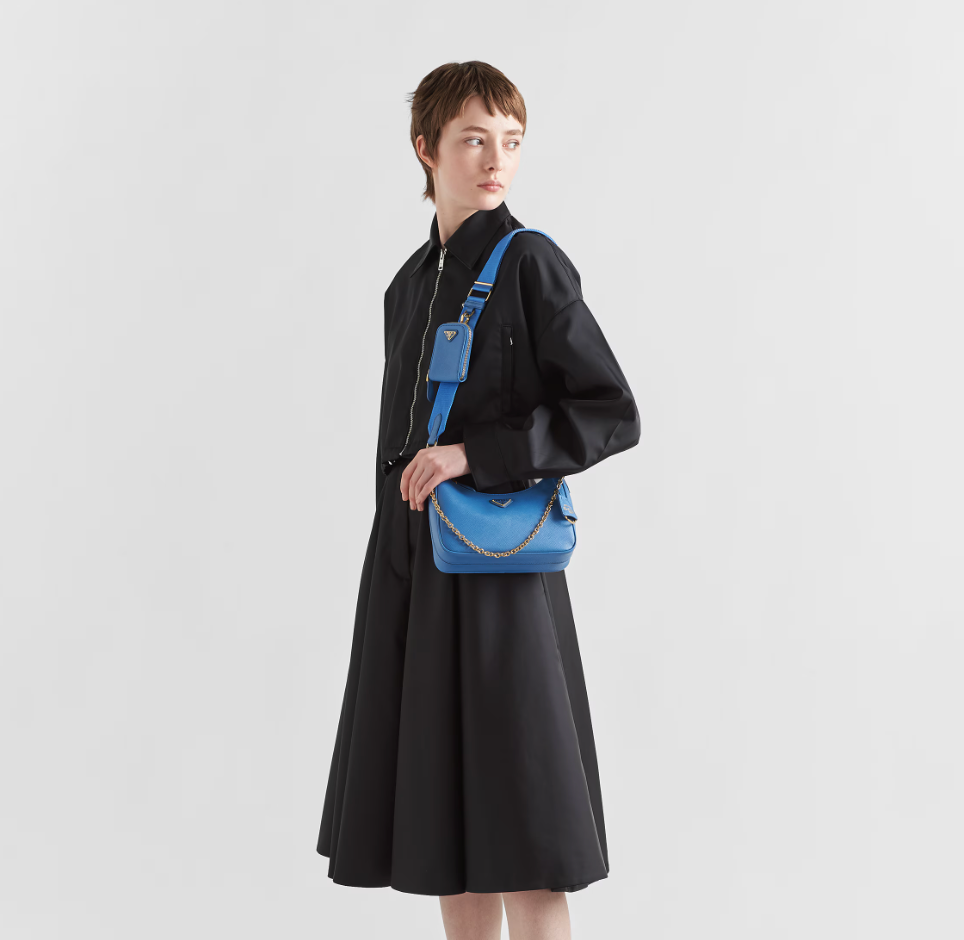 Bolso Saffiano Re-Edition 2005 Azul 22 cm