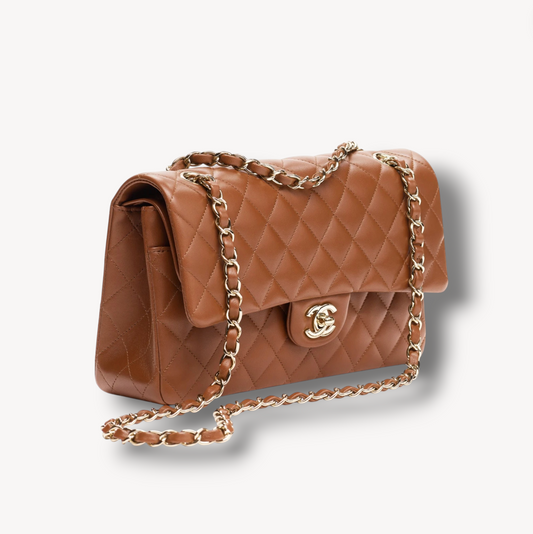 Bolso Pequeño Clásico Marrón 23 cm
