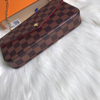 Cartera de mano con cadena Félicie Damier Marrón