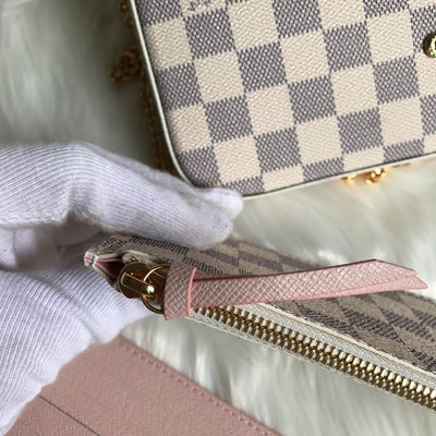 Cartera de mano con cadena Félicie Damier Crema