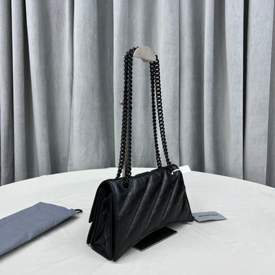 Bolso Pequeño con Cadena Crush Acolchado de piel negra