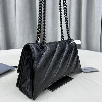 Bolso Pequeño con Cadena Crush Acolchado de piel negra