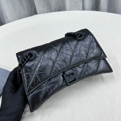 Bolso Pequeño con Cadena Crush Acolchado de piel negra
