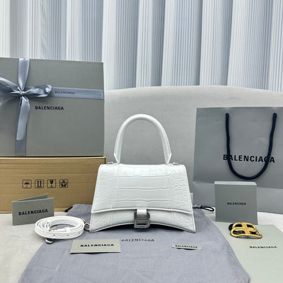 Bolso De Mano Hourglass XS de piel brillante Blanco