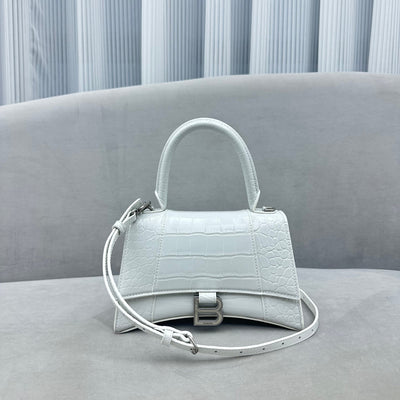Bolso De Mano Hourglass XS de piel brillante Blanco