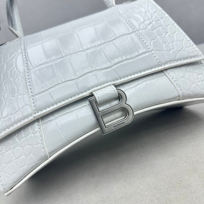 Bolso De Mano Hourglass XS de piel brillante Blanco