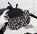 Bolso Pochette Saddle Dior Oblique en jacquard beige y negro