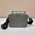 Bolso Prada Brique de piel Saffiano Gris