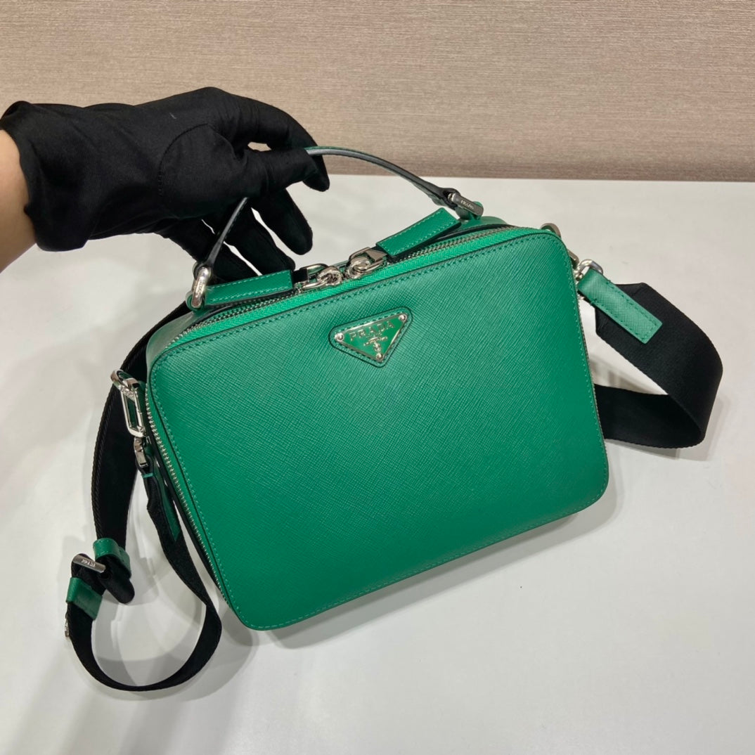 Bolso Prada Brique de piel Saffiano Verde