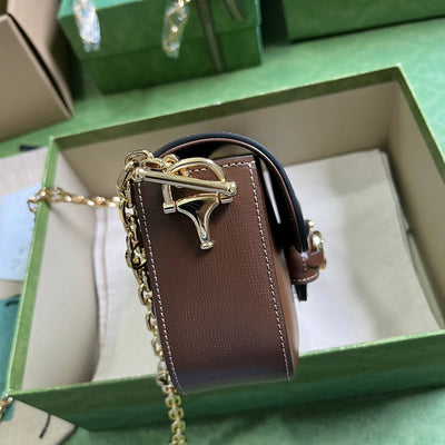 Bolso pequeño de hombro Horsebit 1955 Marrón