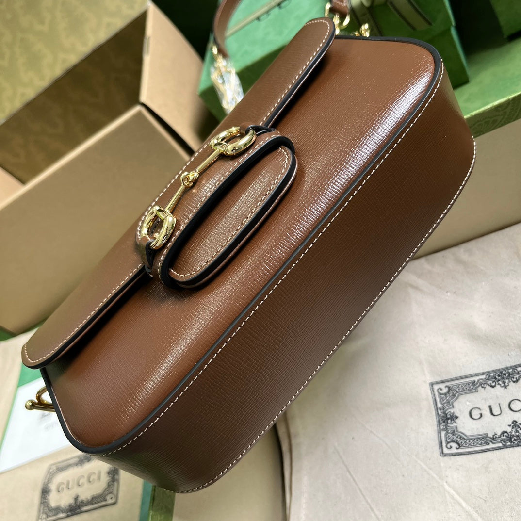 Bolso pequeño de hombro Horsebit 1955 Marrón