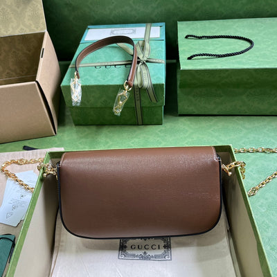 Bolso pequeño de hombro Horsebit 1955 Marrón