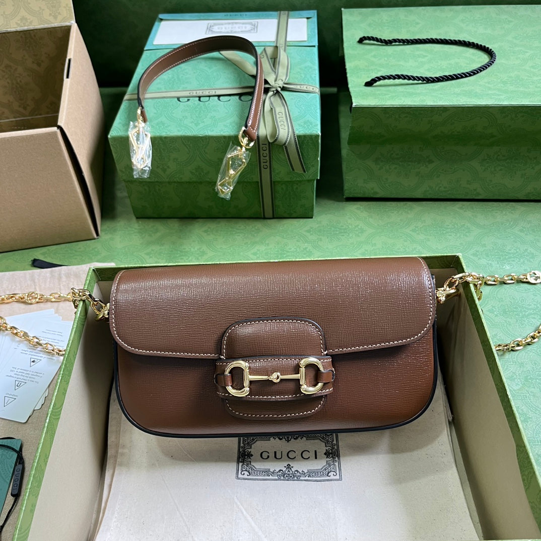 Bolso pequeño de hombro Horsebit 1955 Marrón