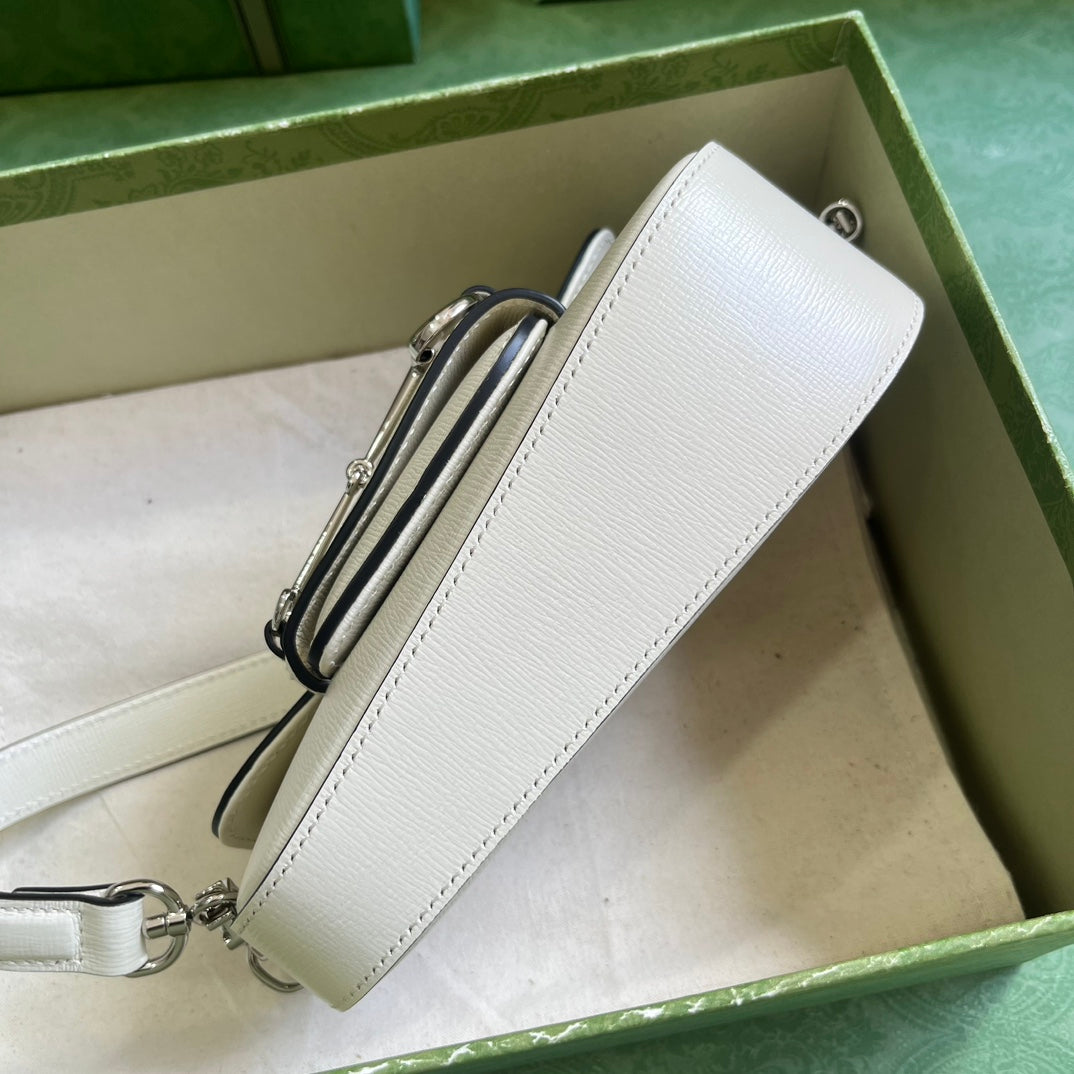 Bolso mini de hombro Horsebit 1955 blanco