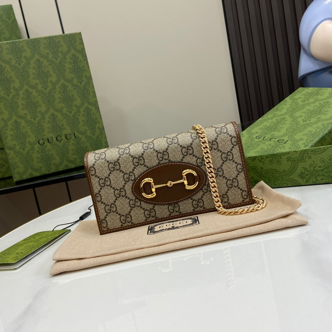 Cartera Marrón Horsebit 1955 con cadena