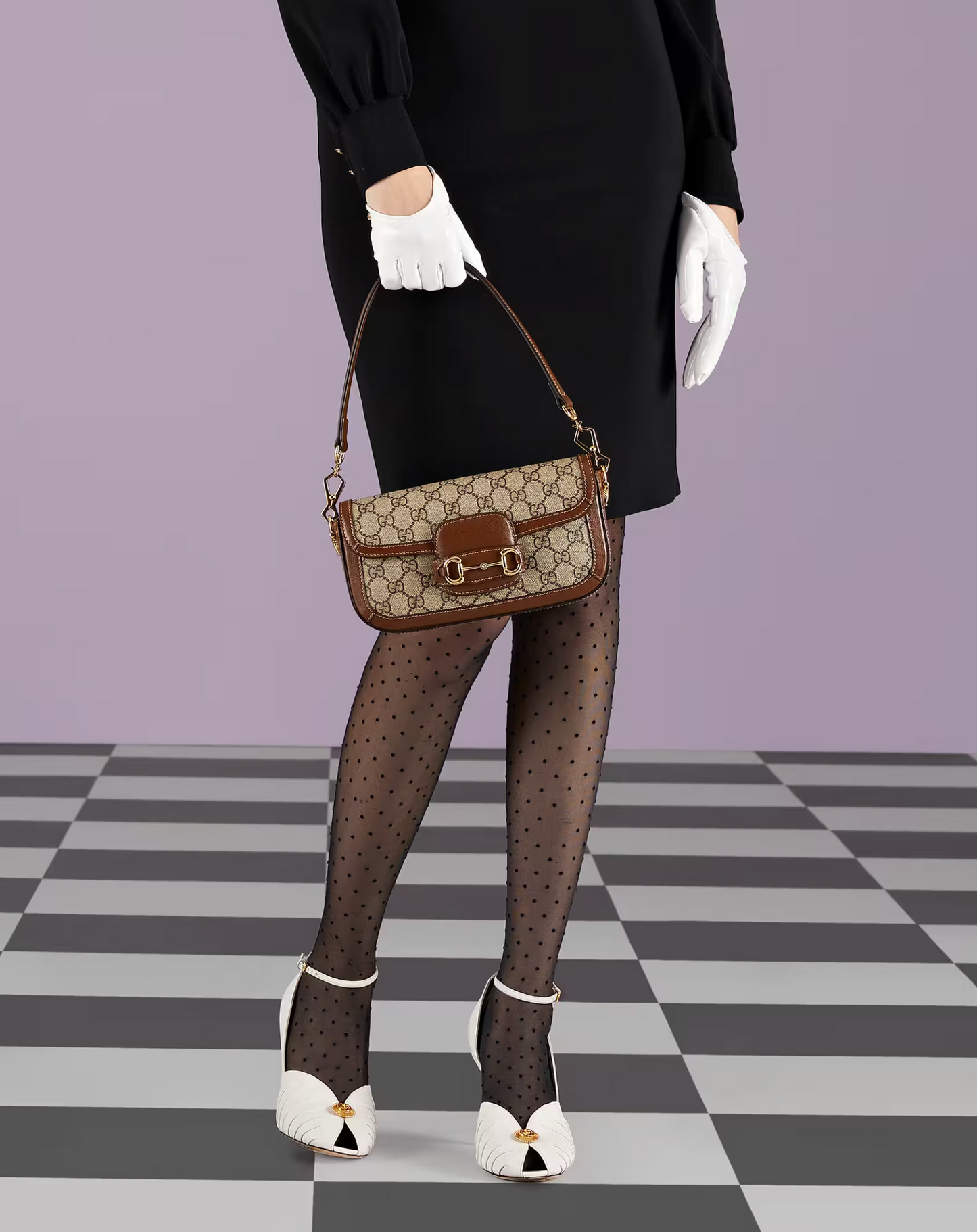 Bolso de hombro Gucci Horsebit 1955 Marrón