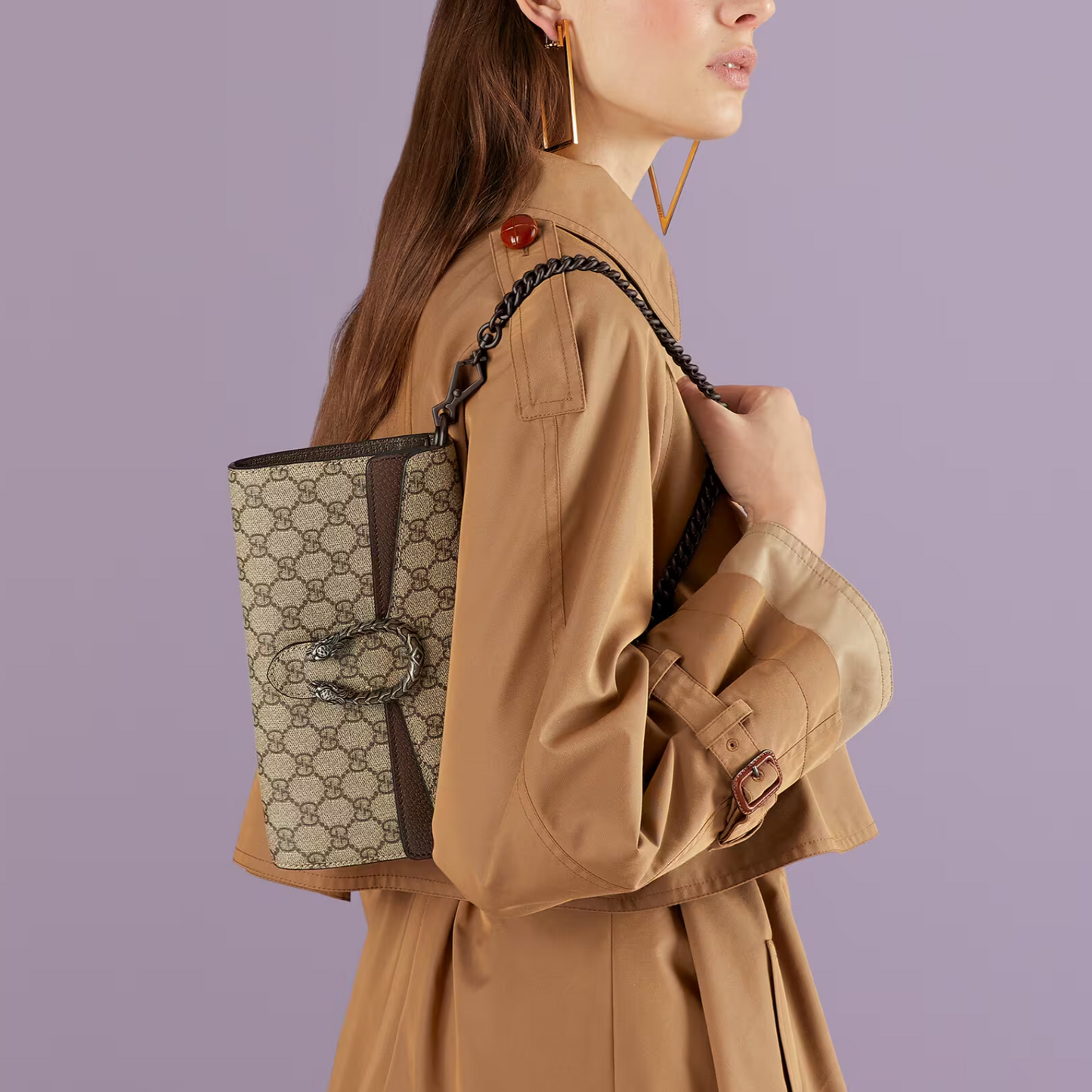 Bolso de hombro Dionysus pequeño Marrón 25 cm